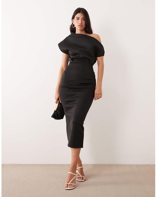 ASOS Natural Dramatic Neckline Midi Dress