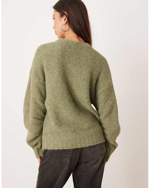 ASOS Green Ruched Sleeve Jumper