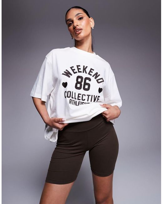 ASOS Blue Weekend Collective Co-Ord Legging Short With Heart Graphic
