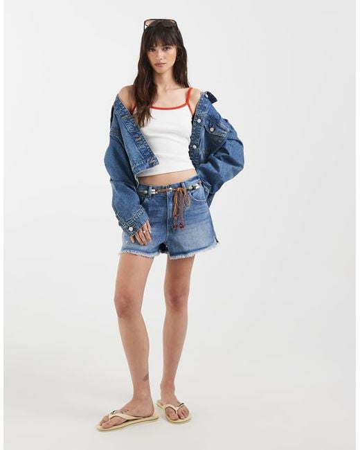 ONLY Blue Belt Detail Denim Shorts