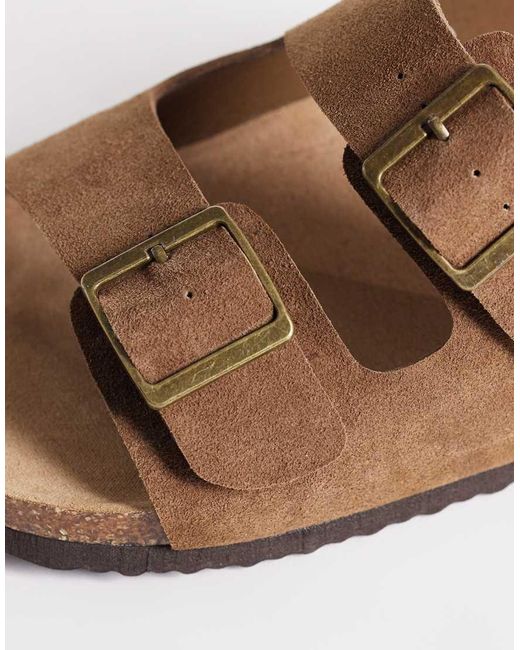 ASOS Natural Two Strap Sandals With Cork Soles for men