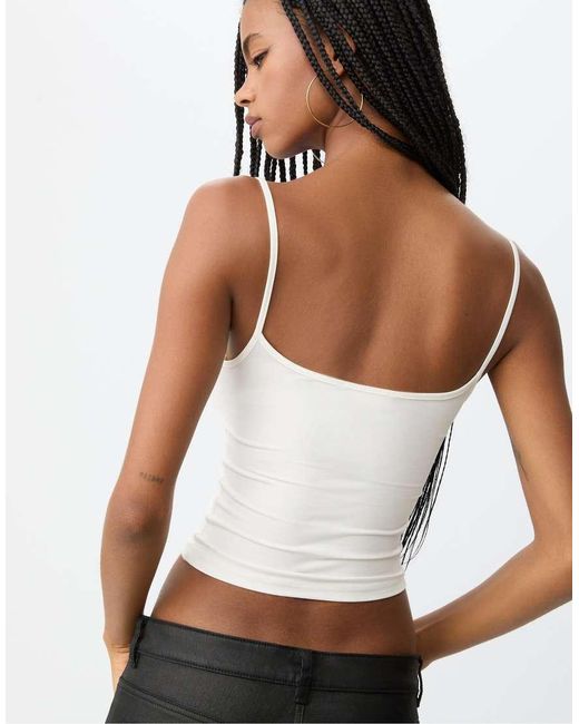 Stradivarius Blue Strappy Polyamide Top