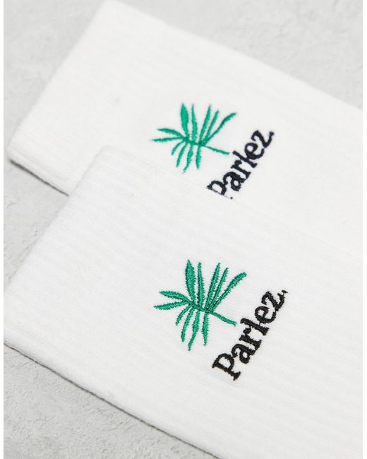 Parlez White Embroidered Logo Sock for men