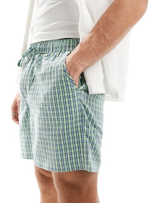 Short ample texturé à carreaux - vert ASOS pour homme en coloris Blue