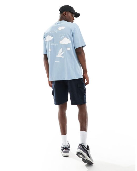 Sixth June – cloud 9 – locker geschnittenes t-shirt in Blue für Herren