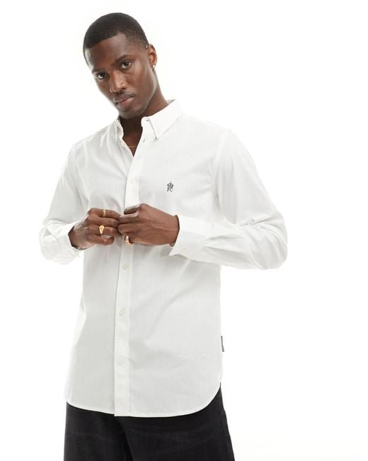 French Connection White Long Sleeve Oxford Shirt for men