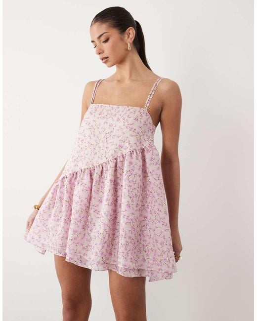 ASOS Pink Trapeze Chiffon Mini Dress