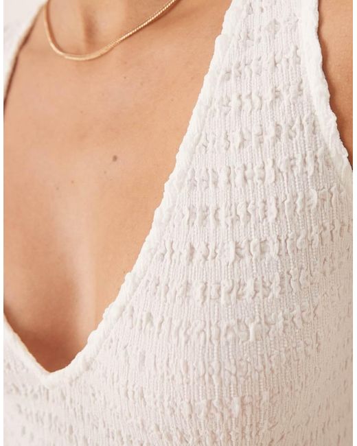 agon® White V Neck Ribbed Bodysuit