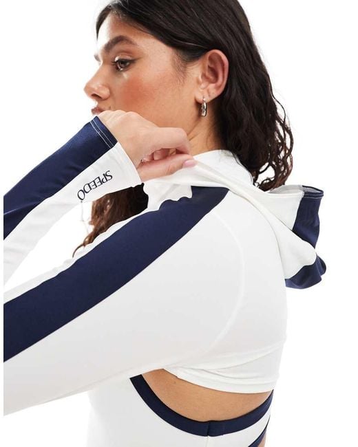 Speedo Blue Swim Tops Long Sleeve Hooded Shrug Top