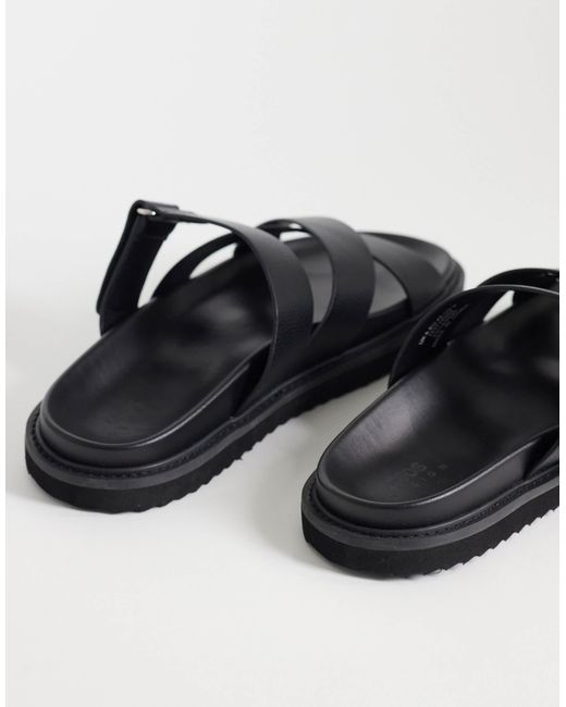ASOS Cross Over Strap Sandals in Black for Men | Lyst