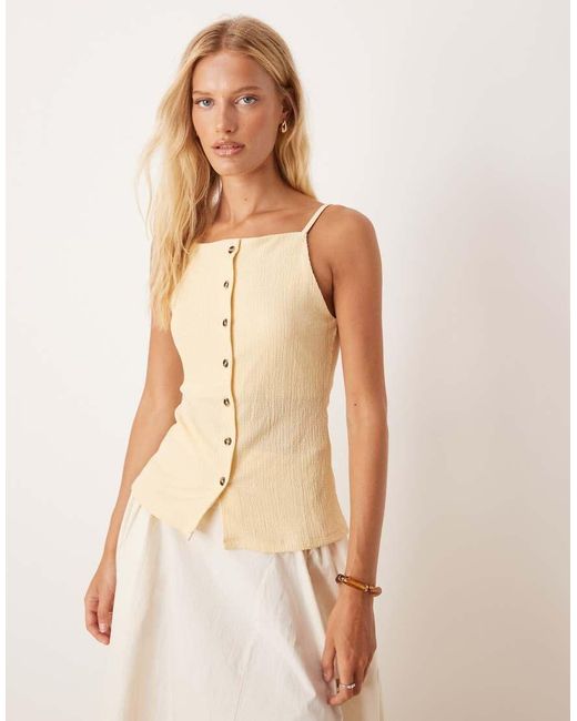 ASOS Natural Textured Button Through Strappy Top