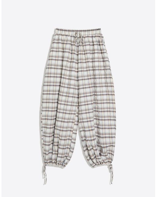 Bershka Gray Checked Sarouel Trousers