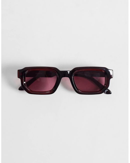 ASOS Pink Chunky Rectangle Sunglasses for men