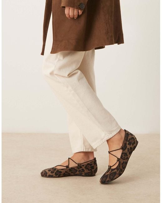 ASOS Natural Lagos Elasticated Ballet Flats