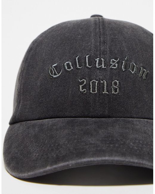 Gorra lavado con logo universitario tonal Collusion de color Black