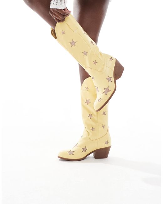 Glamorous Metallic Star Western Boots