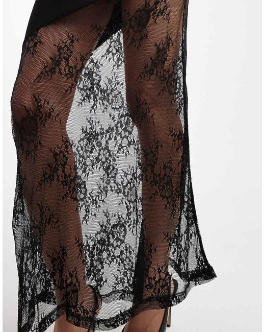 Noisy May Black Long Sleeve Maxi Dress With Lace Fishtail