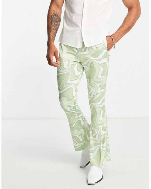 ASOS Skinny Flared Pants in Green for Men Lyst
