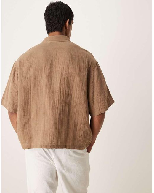ASOS Normaal Overhemd Van Kaasdoek Met Textuur in het Brown voor heren