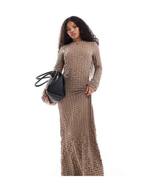 Vila Brown Waffle Textured Long Sleeved Maxi Dress
