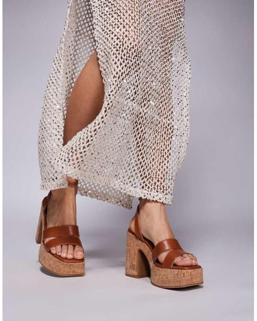 South Beach Brown Heeled Cork Sandal