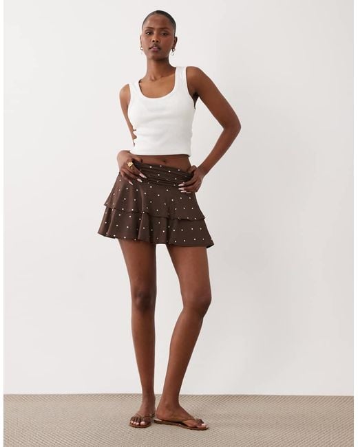 Gina Tricot Brown Mini Frill Skirt