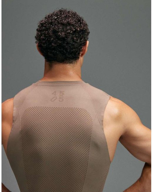 4505 Gray Seamless Physique Defining Muscle Fit Compression Base Layer Singlet for men