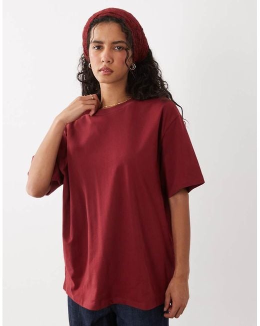 ASOS Red Short Sleeve Oversized Top With Lace Bandana