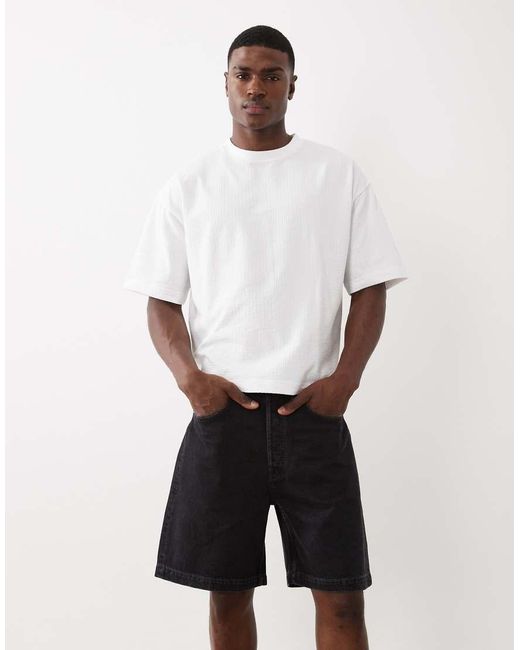 ARKET White Mid Length Straight Fit Denim Shorts for men