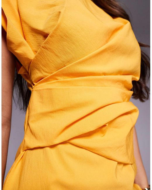 ASOS Orange High Neck Pleated Bengaline Mini Dress