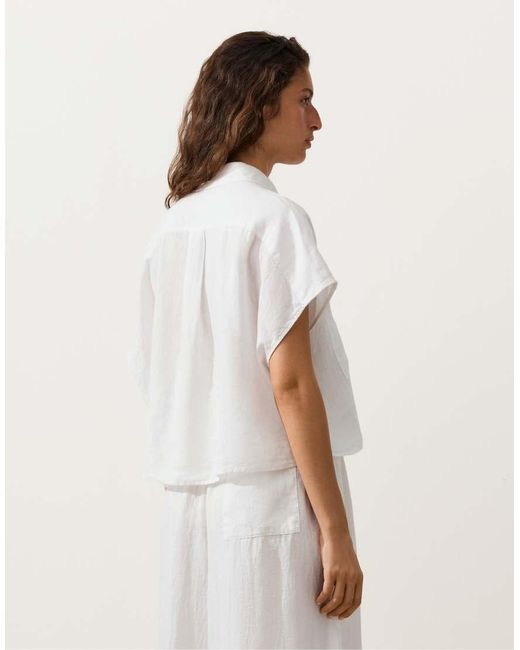 Oysho Natural 100% Linen Collared Shirt With Pockets