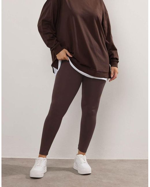 Yours Clothing Brown Cotton Stretch Leggings