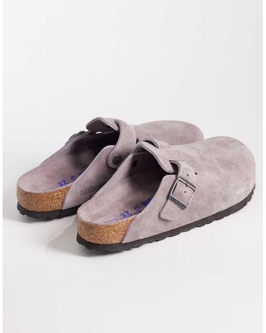 Birkenstock Gray Boston Suede Clogs