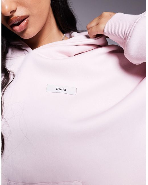 Sweat à capuche d'ensemble oversize avec étiquette à logo - chai Kaiia en coloris Purple