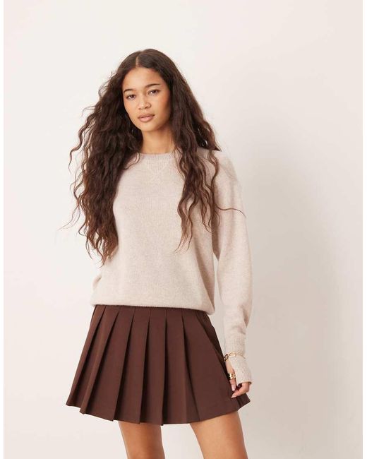ASOS Natural Pleated Mini Skirt