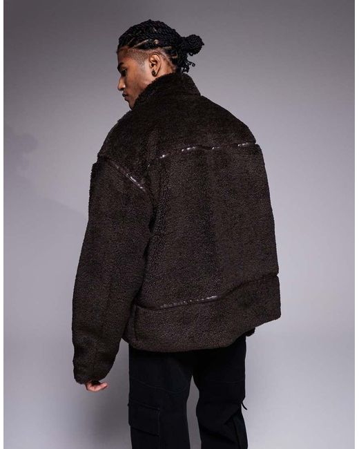 ASOS Black Oversized Jacket With Funnel Neck for men