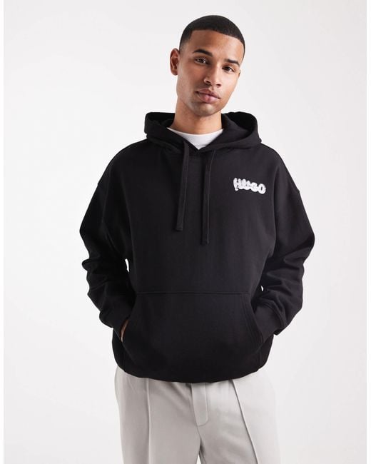 Nyrohood - sweat à capuche ample avec logo effet bulles au dos HUGO pour homme en coloris Black