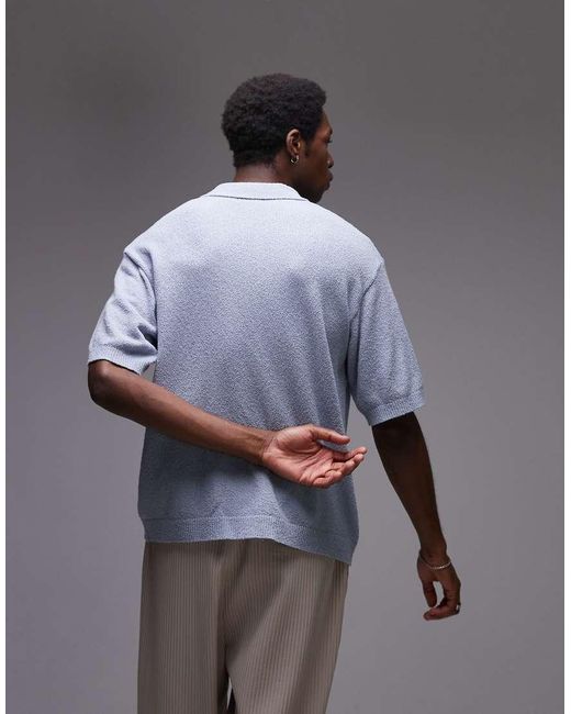 Topman Gray Knit Button Through Boucle Shirt for men