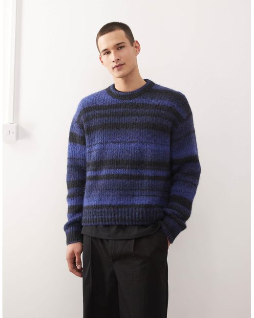 Pull en maille rayée teinte par section Weekday pour homme en coloris Blue
