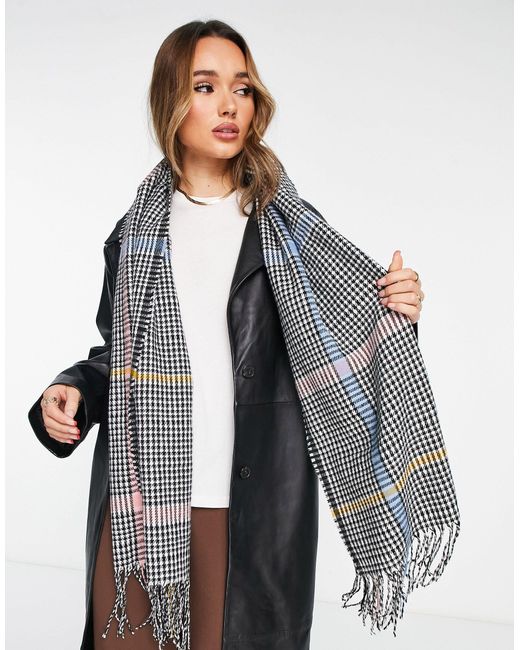 French Connection Gray Mini Check Scarf