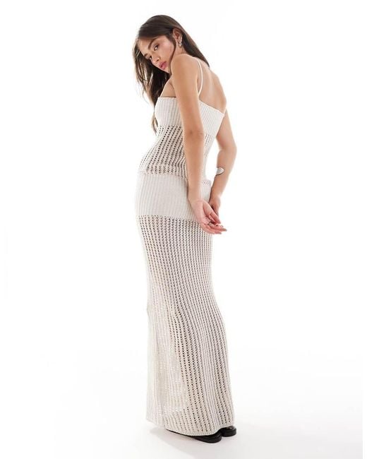 Mango White X Siedres Crochet Flower Midi Dress