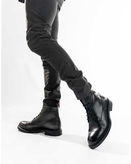 Base London Black Boulton Toe Cap Boot for men