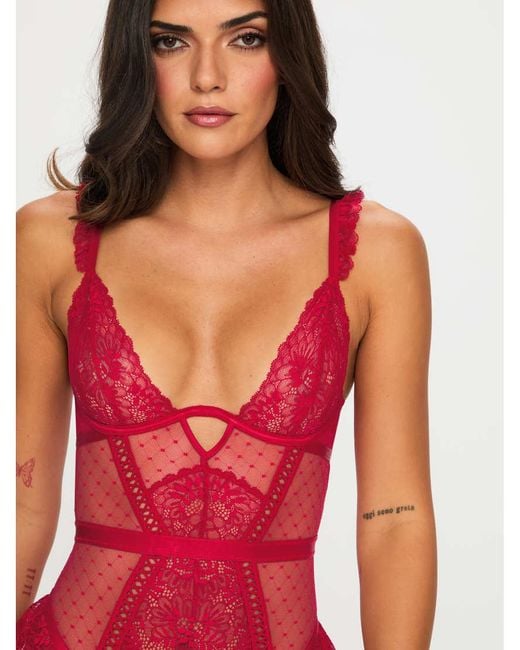Ann Summers Red Entice Me Crotchless Teddy