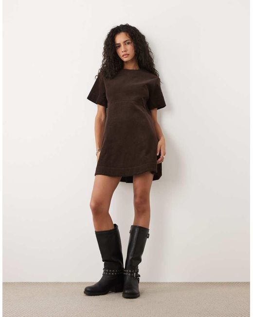 ASOS Black Mini Cord T-Shirt Dress