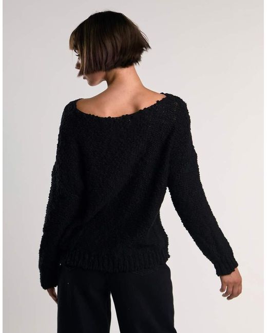 Glamorous Black Boat Neck Long Sleeves Tops