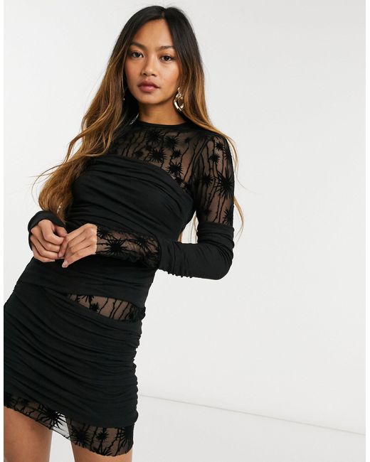 Lary - robe courte en jersey avec détails transparents DIESEL en coloris  Noir | Lyst