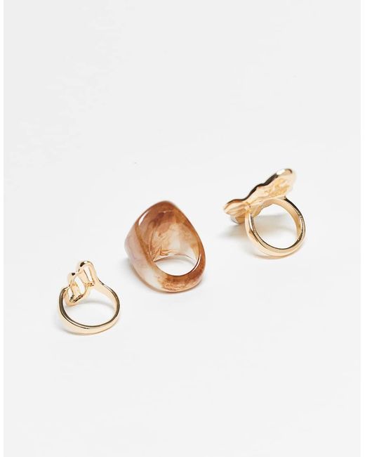 ALDO White Tortoise Multi 3 Ring Set