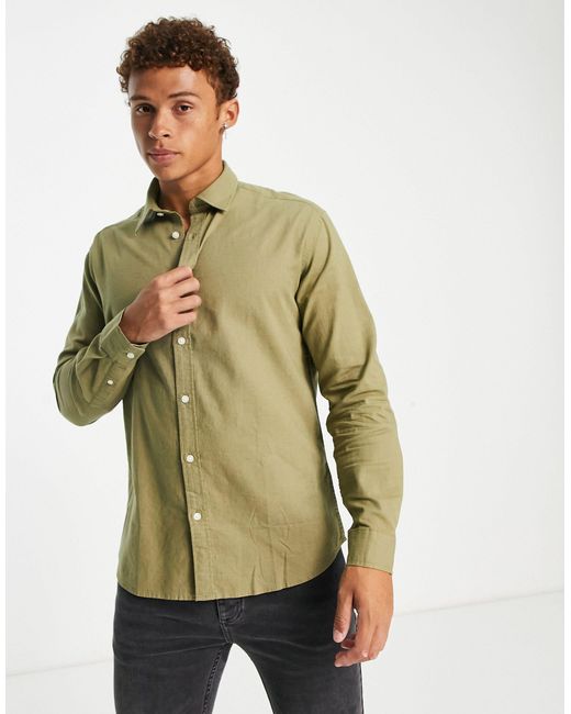 SELECTED Cotton Long Sleeve Shirt in Green for Men | Lyst