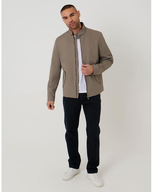 Threadbare Brown Showerproof Lightweight Zip Up Harrington Jacket for men