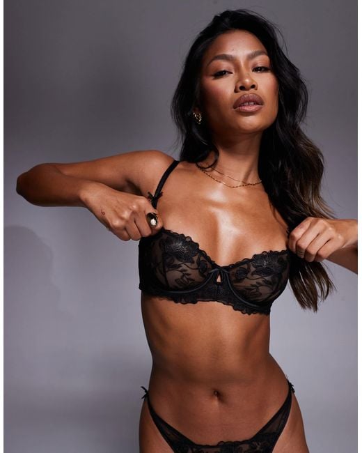 ASOS Black Tate Premium Floral Embroidery Underwire Bra
